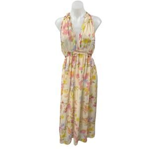 Zara Multicolor Floral Chiffon Sleeveless Cami Camisole Maxi A-line Tank Dress L